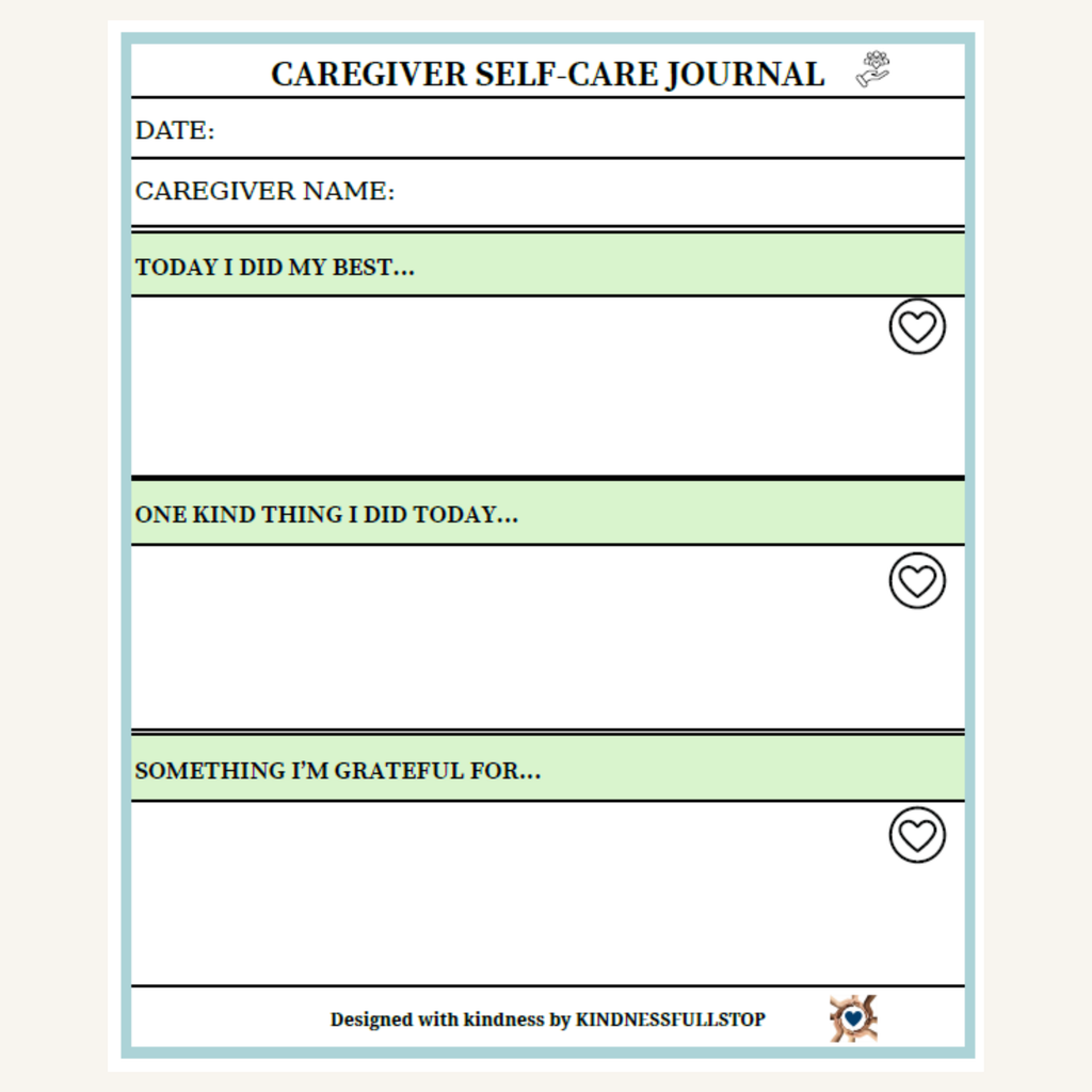 Caregiver Self-Care Journal Printable | Reflection & Wellness Planner
