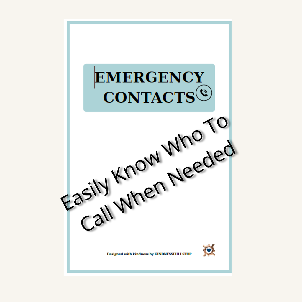 Emergency Contacts Printable | Caregiver Info Sheet, Medical List