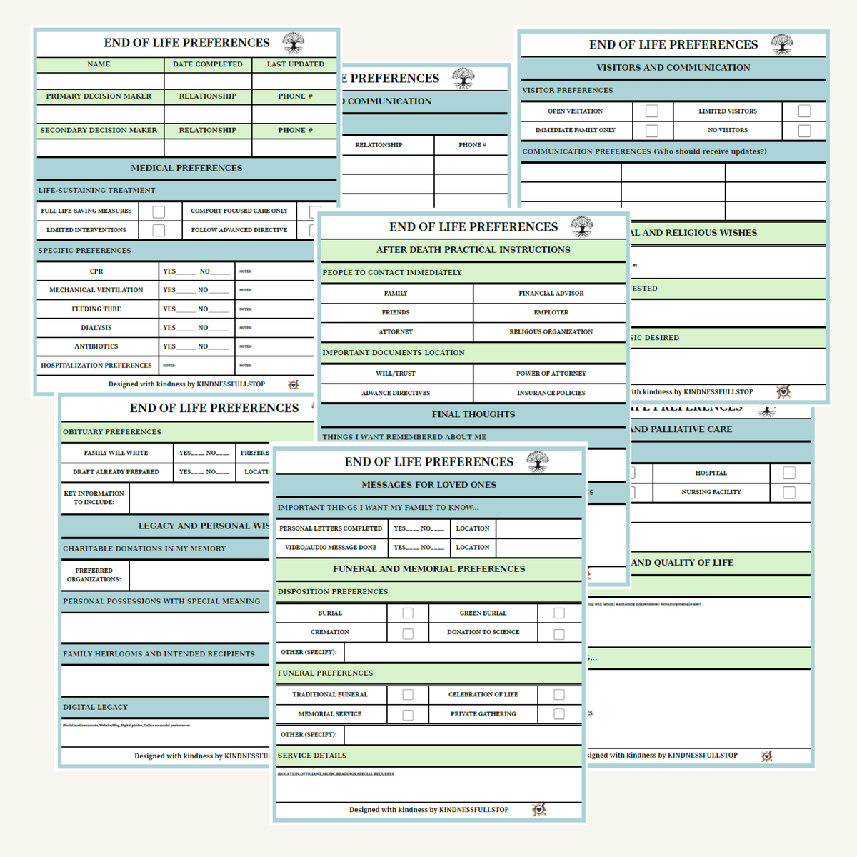 End of Life Preferences Template | Final Wishes & Planning Worksheet