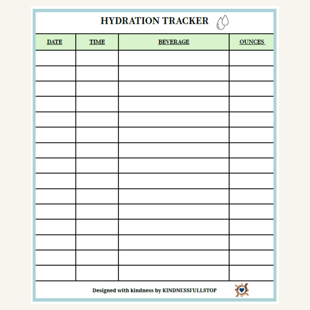 Hydration Tracker | Daily Water & Fluid Intake Log