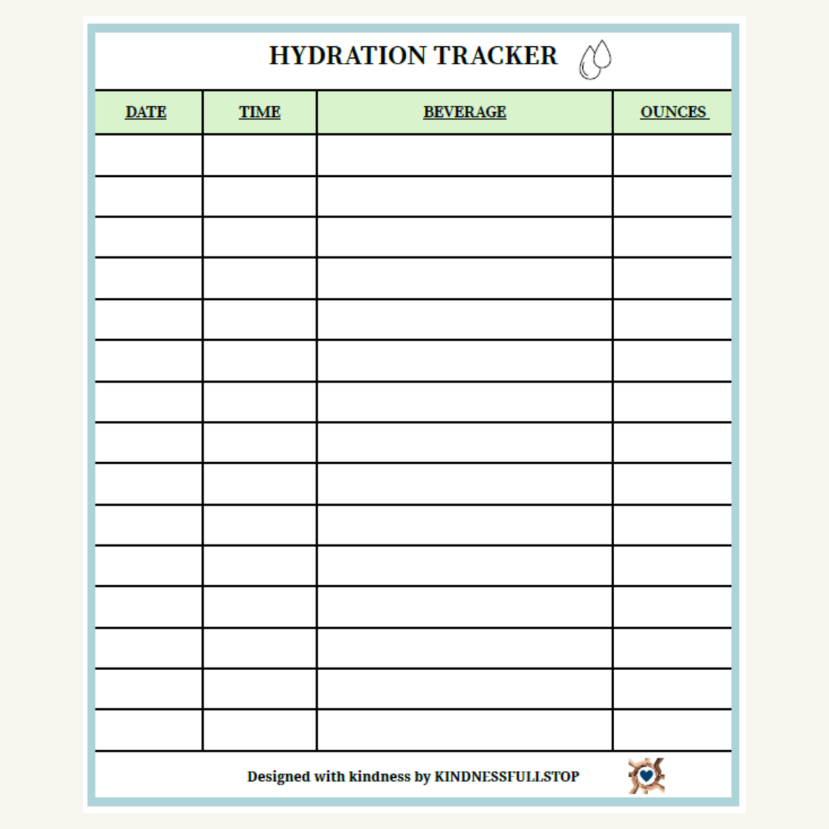 Hydration Tracker | Daily Water & Fluid Intake Log