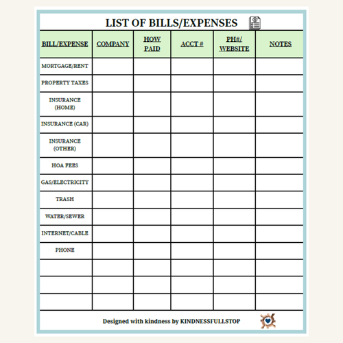 Bills & Expenses Tracker | Monthly Expense & Payment Log