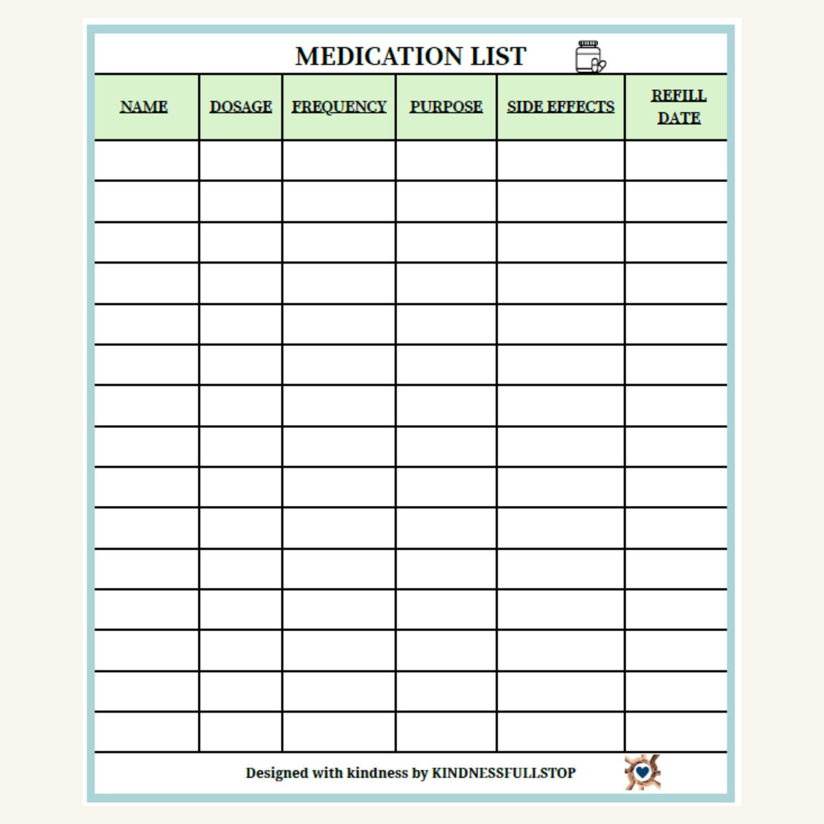 Medication List Printable | Prescription & Medication Tracker