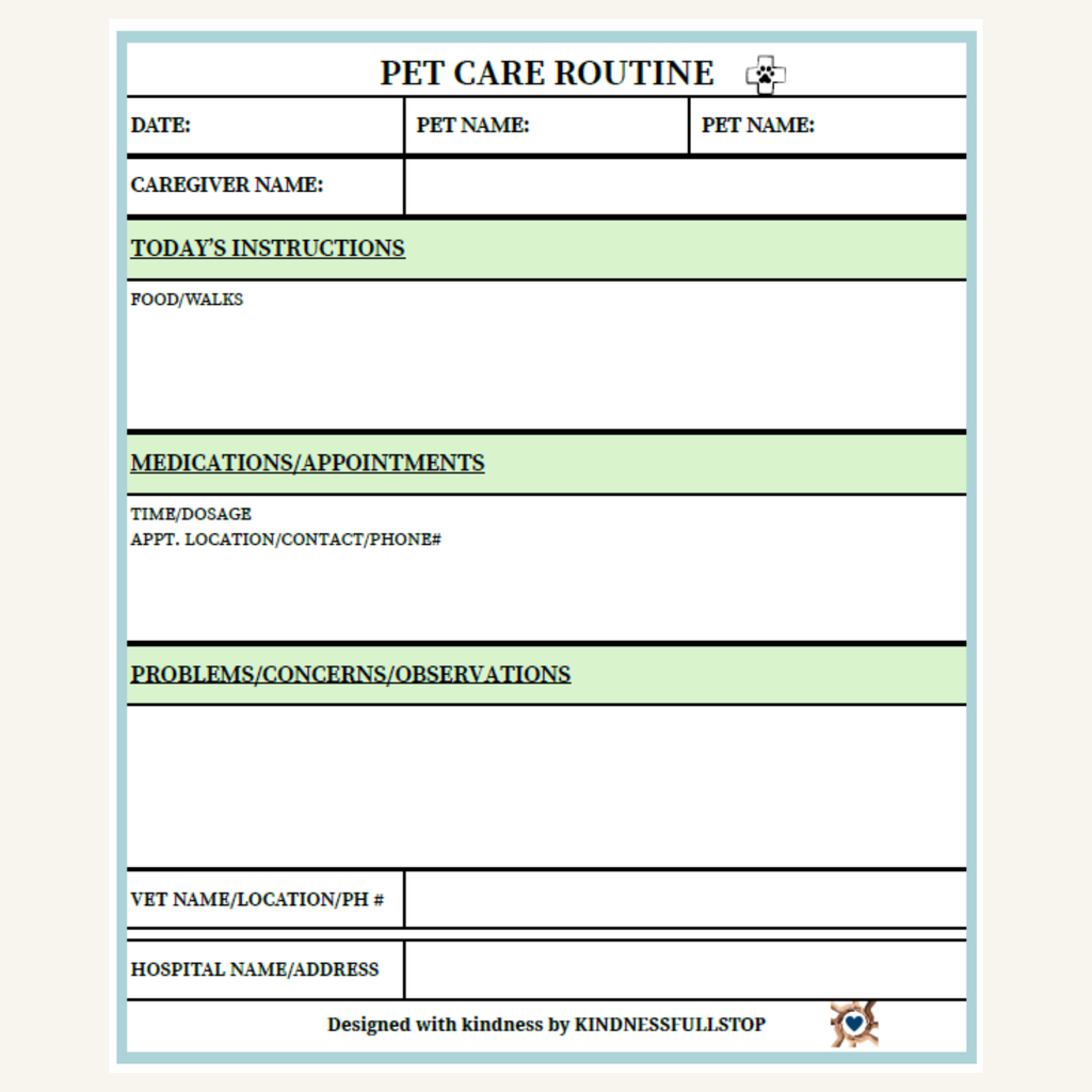 Pet Care Routine Tracker | Daily Feeding, Medication & Walk Schedule