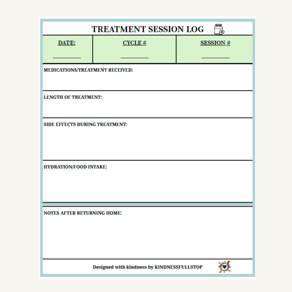 Treatment Session Log | Cancer Treatment & Infusion Tracker