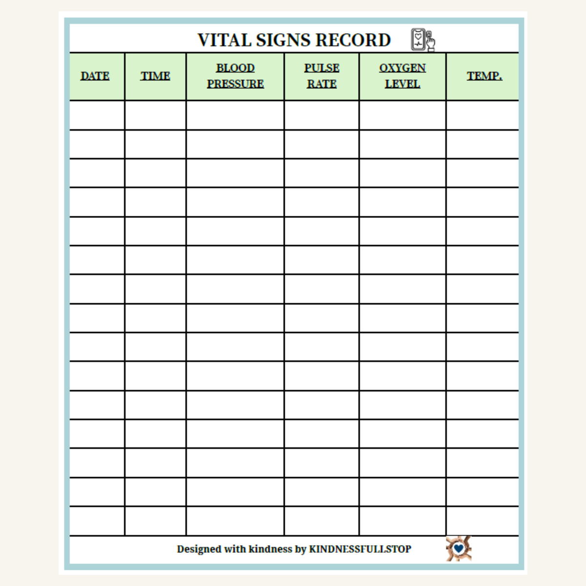 Vital Signs Tracker | Blood Pressure & Heart Rate Log