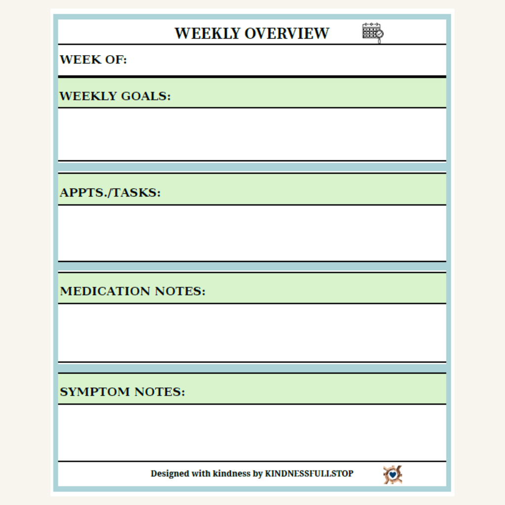 Caregiver Weekly Planner | Tasks, Appointments & Notes